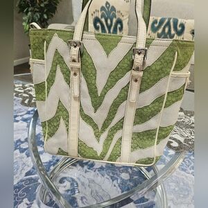 Green and Cream Tote Bag